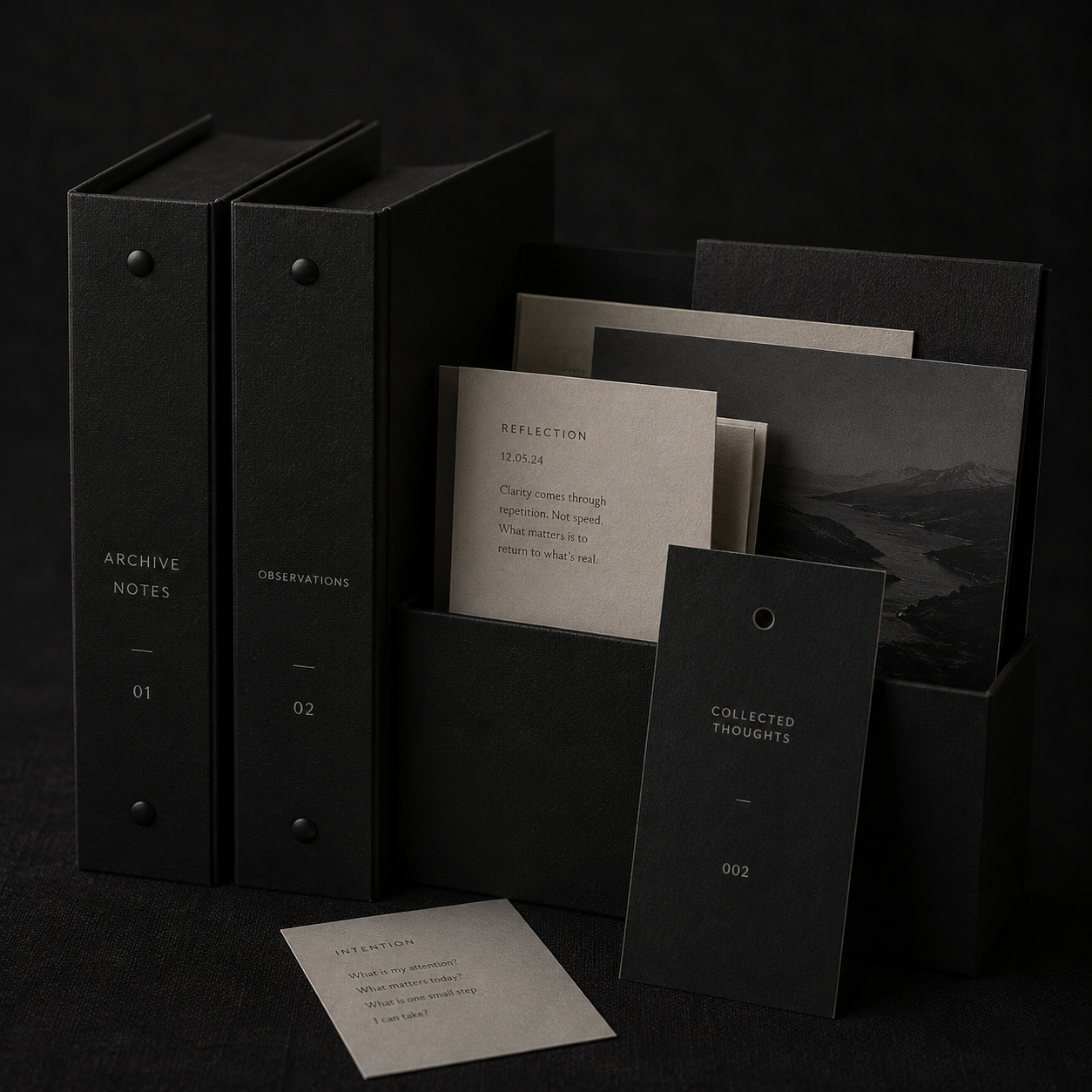 Printed reflection inserts, binders, and archival paper materials