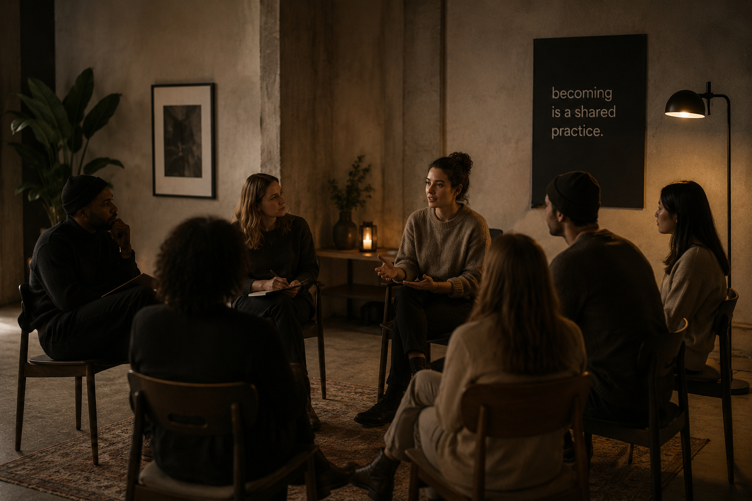 A quiet table prepared for a community gathering